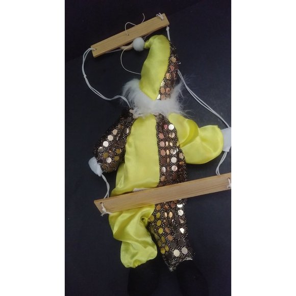 Vintage 6" Hard Plastic Face Mardi Gras Renaissance Clown Jester on a swing - Picture 6 of 10